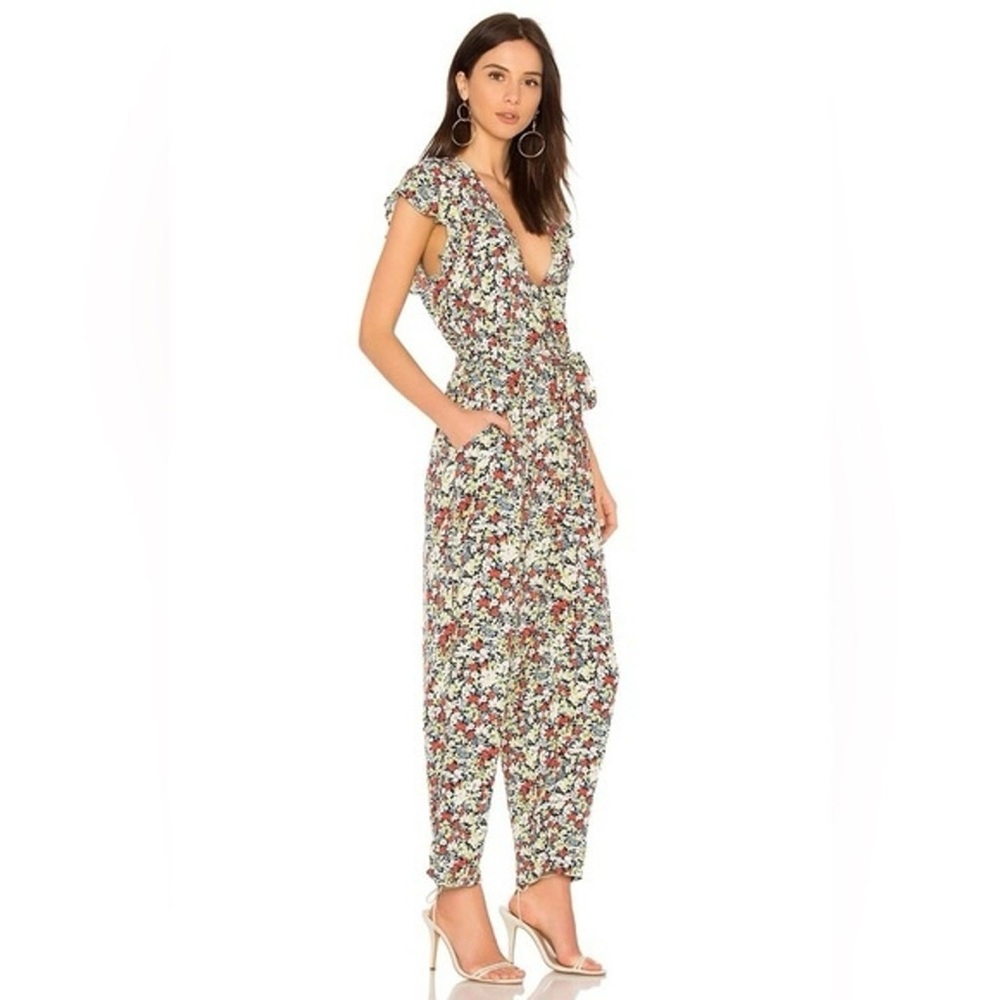 FREE PEOPLE Ruffle Your Feathers Printed Floral Jumpsuit with Belt